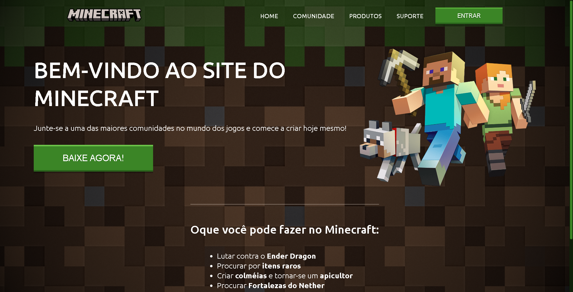 Projeto Landing Page Minecraft